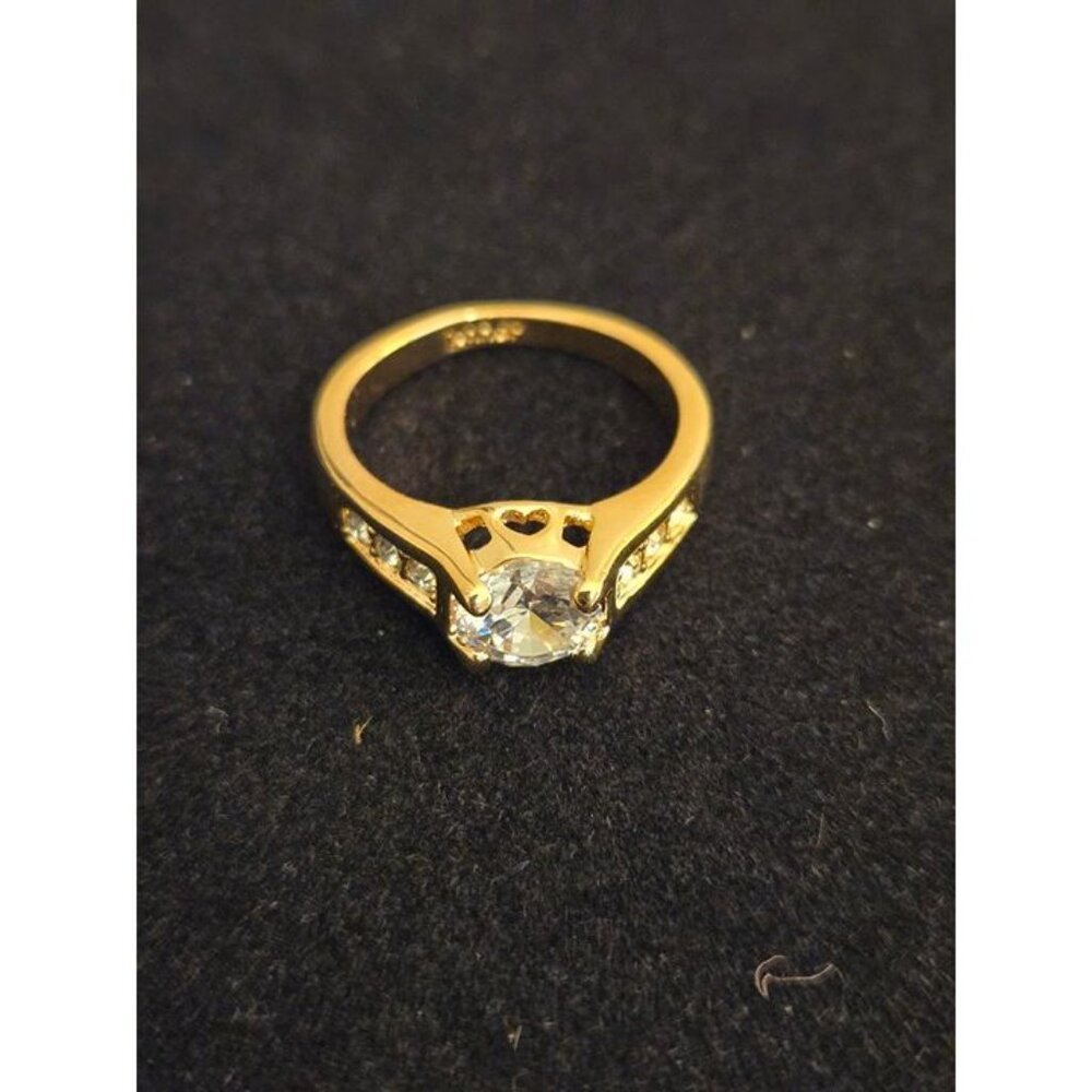 18KRGP Gold-Plated Engagement Ring, Size 7.5